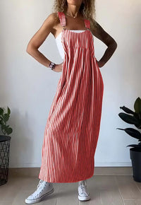 Stylish Striped Casual Jumpsuit with Comfort Cut – Liana-Red-S-State of Style