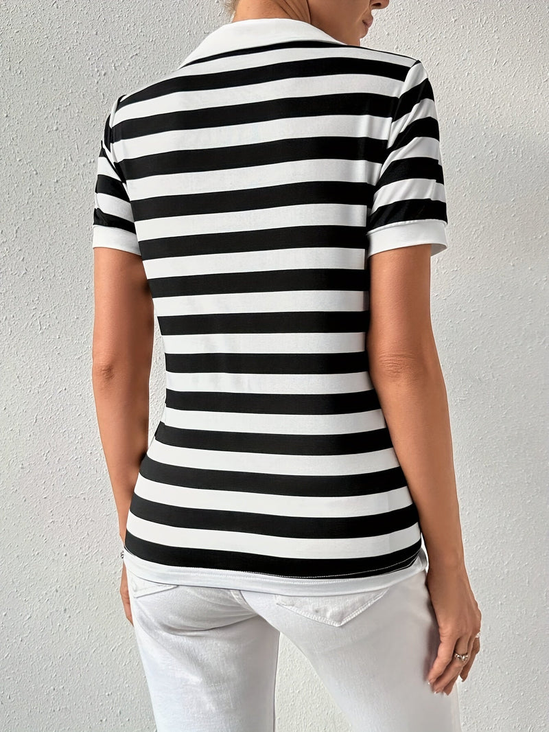 Stylish Striped Short Sleeve T-shirt for Women - Julia-S-State of Style