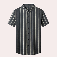 Stylish Striped Summer Men's Shirt - Lars-Black-S-State of Style