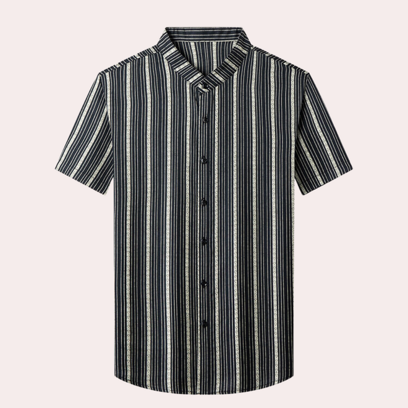 Stylish Striped Summer Men's Shirt - Lars-Black-S-State of Style
