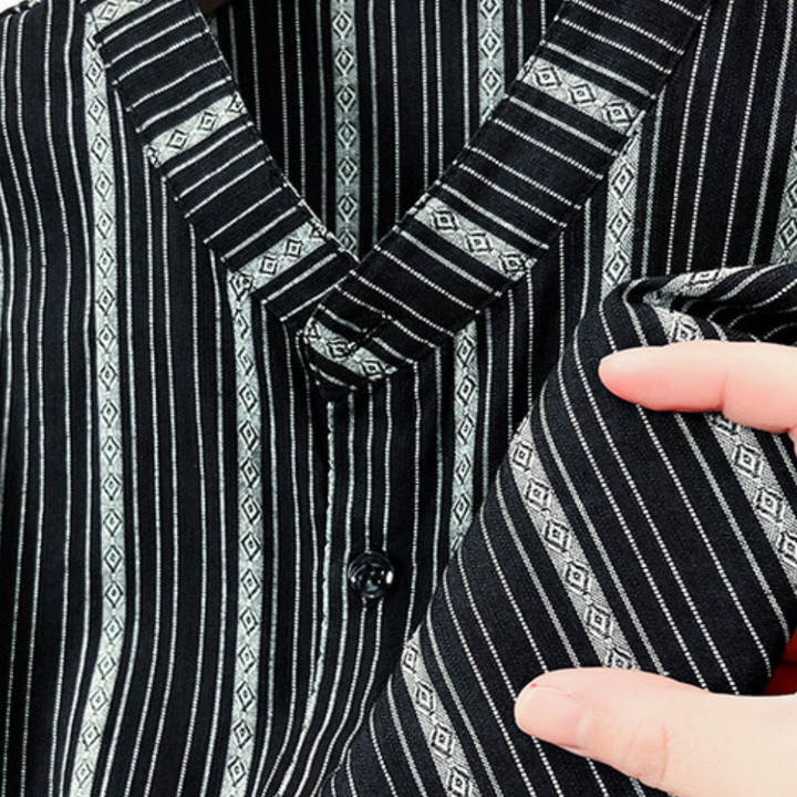 Stylish Striped Summer Men's Shirt - Lars-Black-S-State of Style