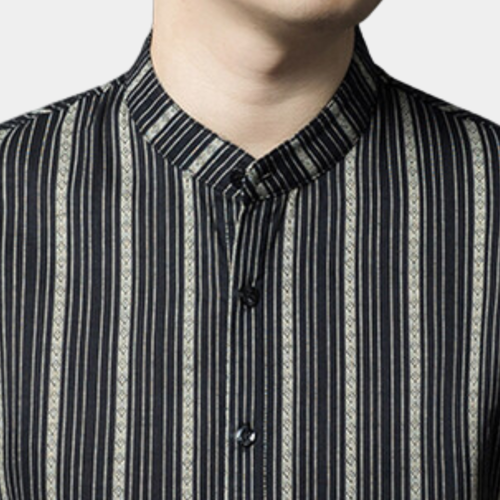 Stylish Striped Summer Men's Shirt - Lars-Black-S-State of Style