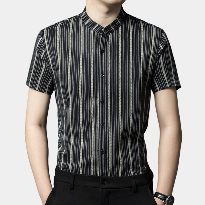 Stylish Striped Summer Men's Shirt - Lars-Black-S-State of Style