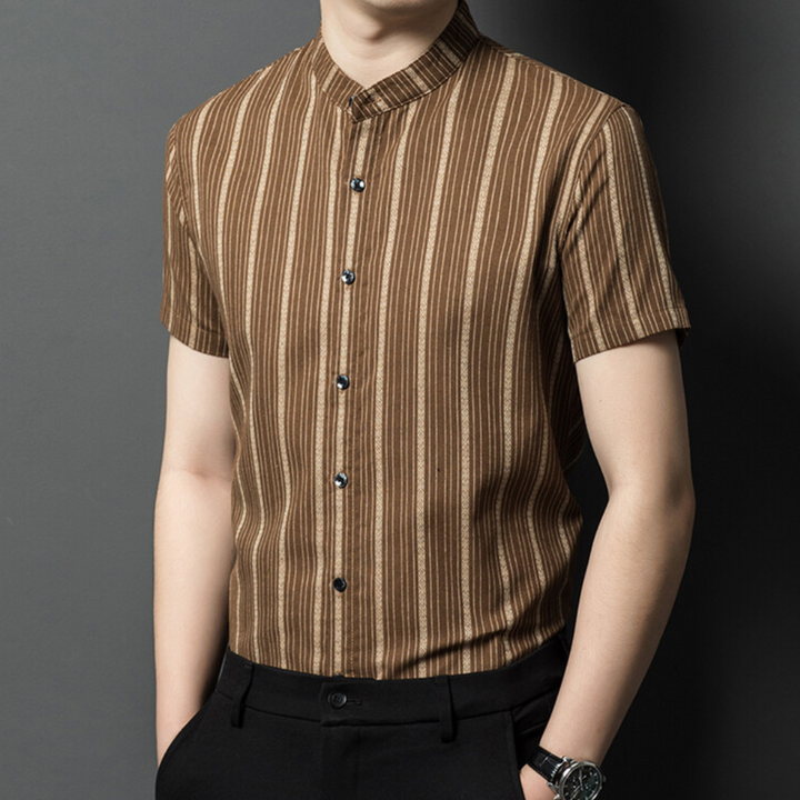 Stylish Striped Summer Men's Shirt - Lars-Brown-S-State of Style