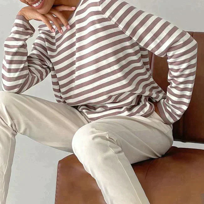 Stylish Striped T-Shirt Made of Lightweight Fabric - StreifenLeicht-Aqua Blue-S-State of Style