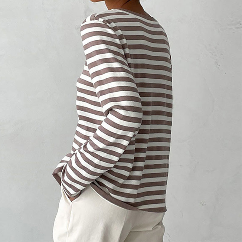 Stylish Striped T-Shirt Made of Lightweight Fabric - StreifenLeicht-Aqua Blue-S-State of Style