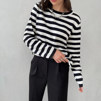Stylish Striped T-Shirt Made of Lightweight Fabric - StreifenLeicht-Black-S-State of Style