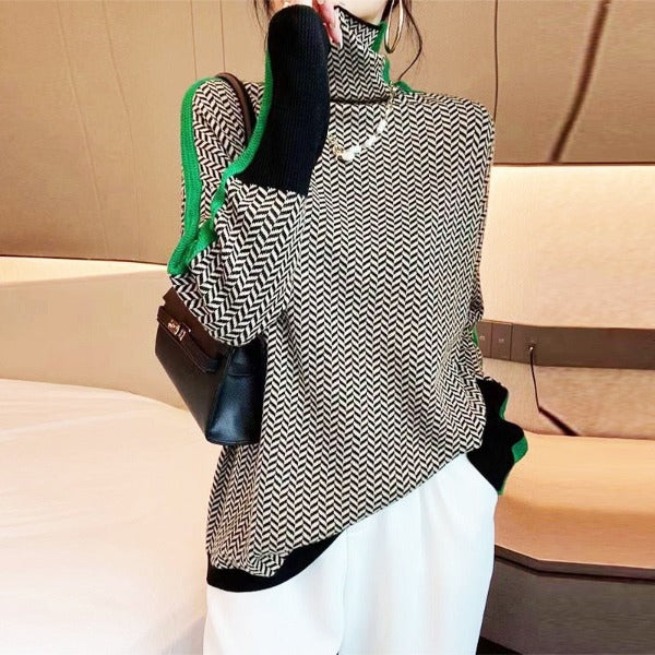 Stylish Striped Women's Sweater - Lena-Green-S-State of Style