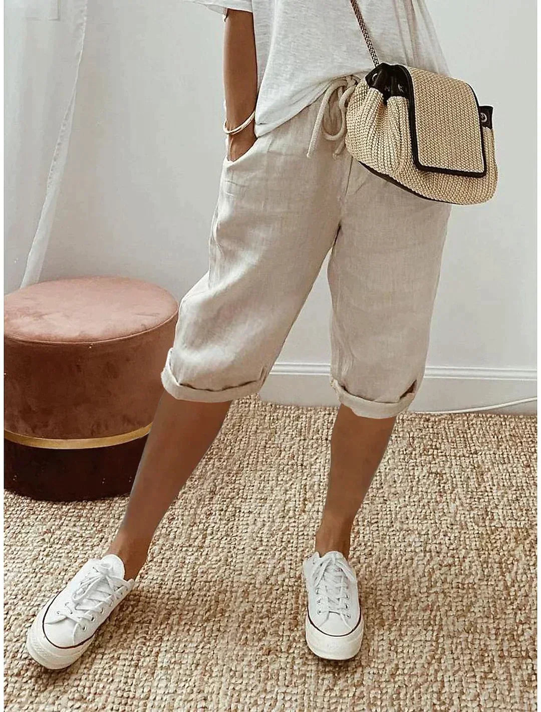 Stylish Summer Linen Women's Pants - Lina-Beige-XS-State of Style