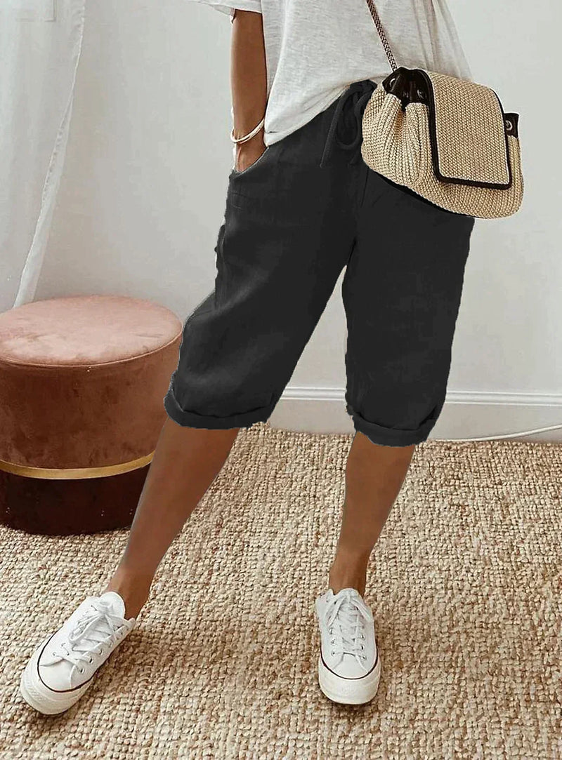 Stylish Summer Linen Women's Pants - Lina-Black-XS-State of Style