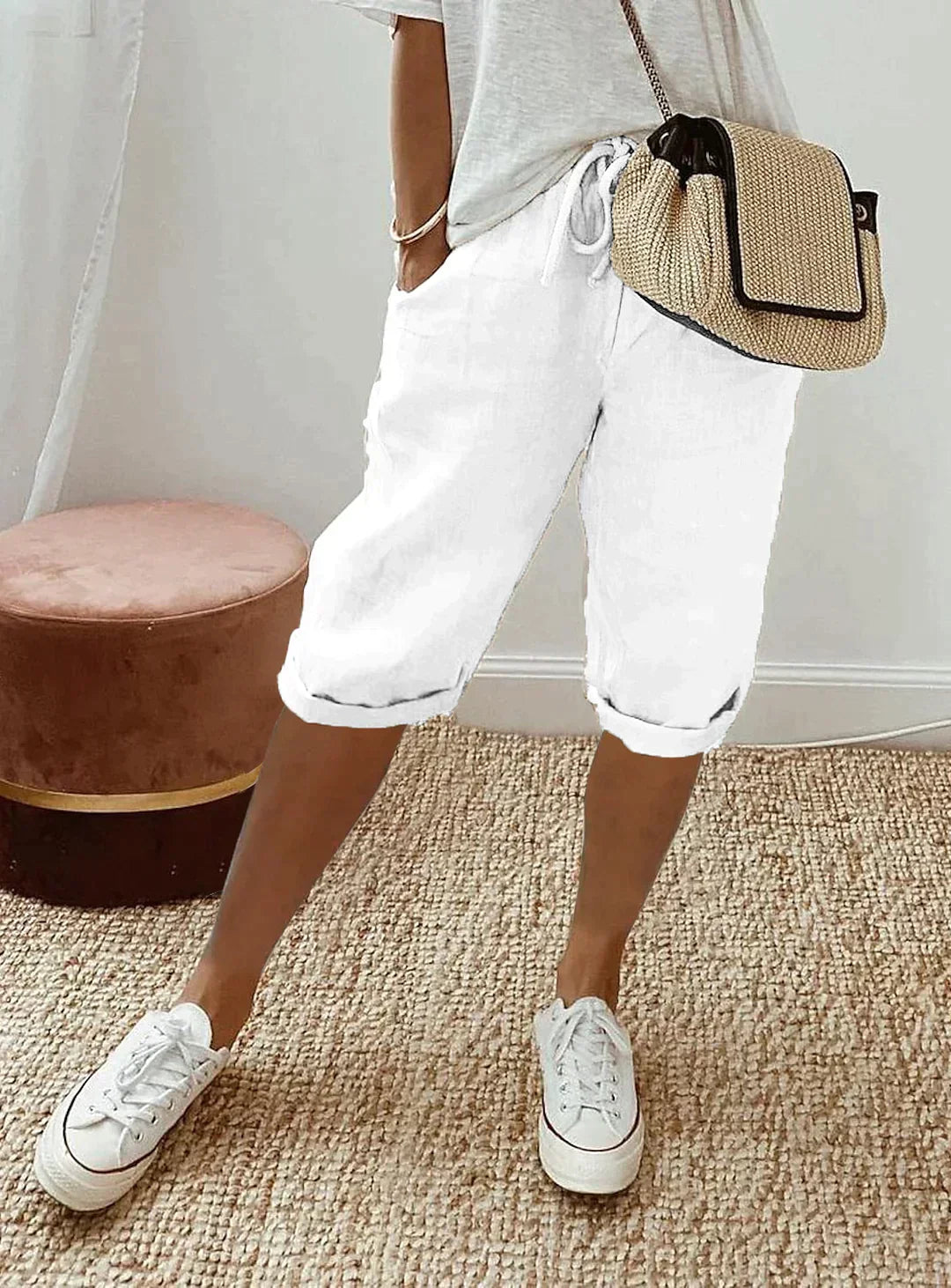 Stylish Summer Linen Women's Pants - Lina-White-XS-State of Style