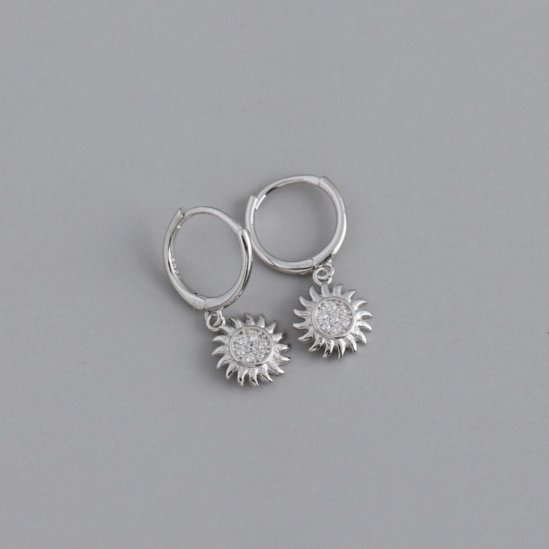 Stylish Sun Earrings for Ladies - Elara-Silver-State of Style