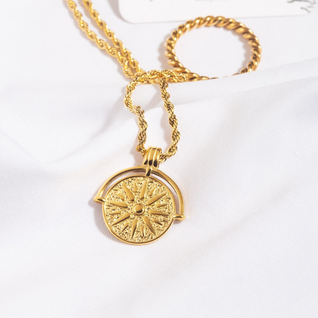 Stylish Sun Pendant Necklace - Aurora-Gold-State of Style