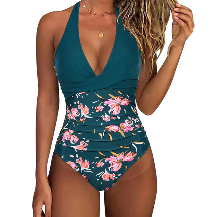 Stylish Swimsuit with V-Neck - Aria-Deep green-S-State of Style