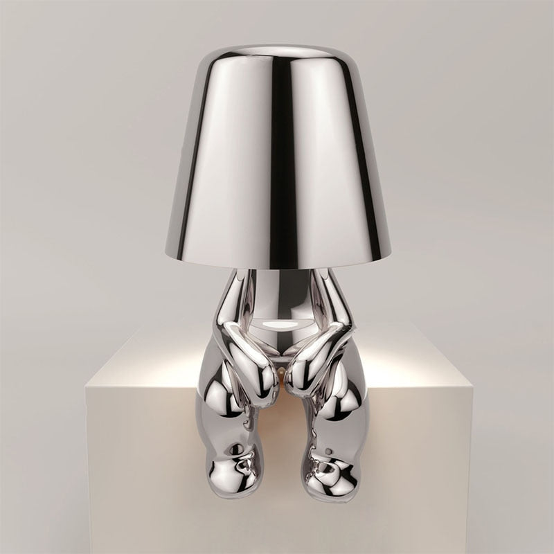 Stylish Table Lamp - LumiSerene-Seated Silver-State of Style