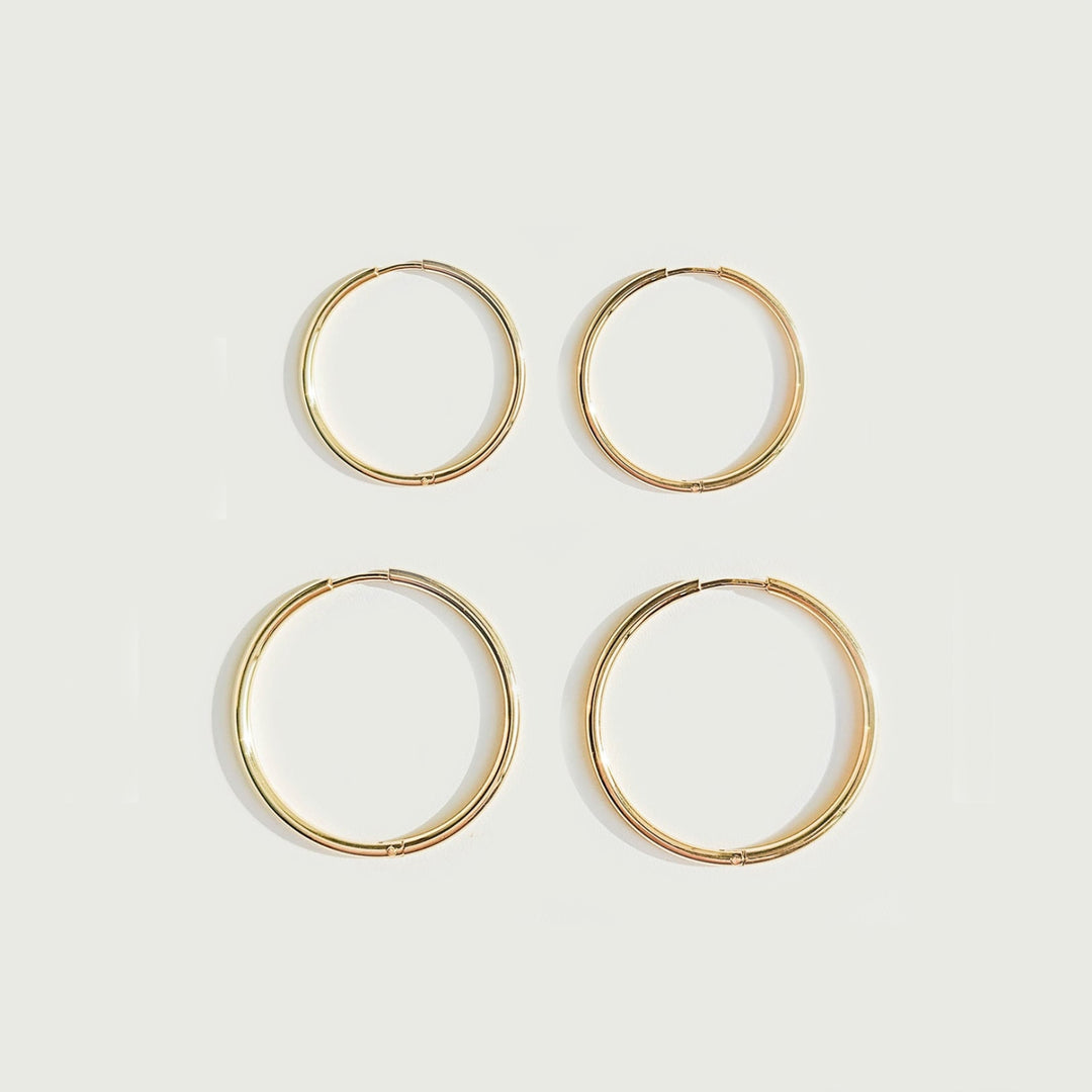 Stylish Thin Hoop Earrings - Lira-M-Gold-State of Style