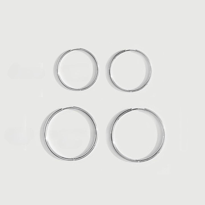 Stylish Thin Hoop Earrings - Lira-M-Silver-State of Style