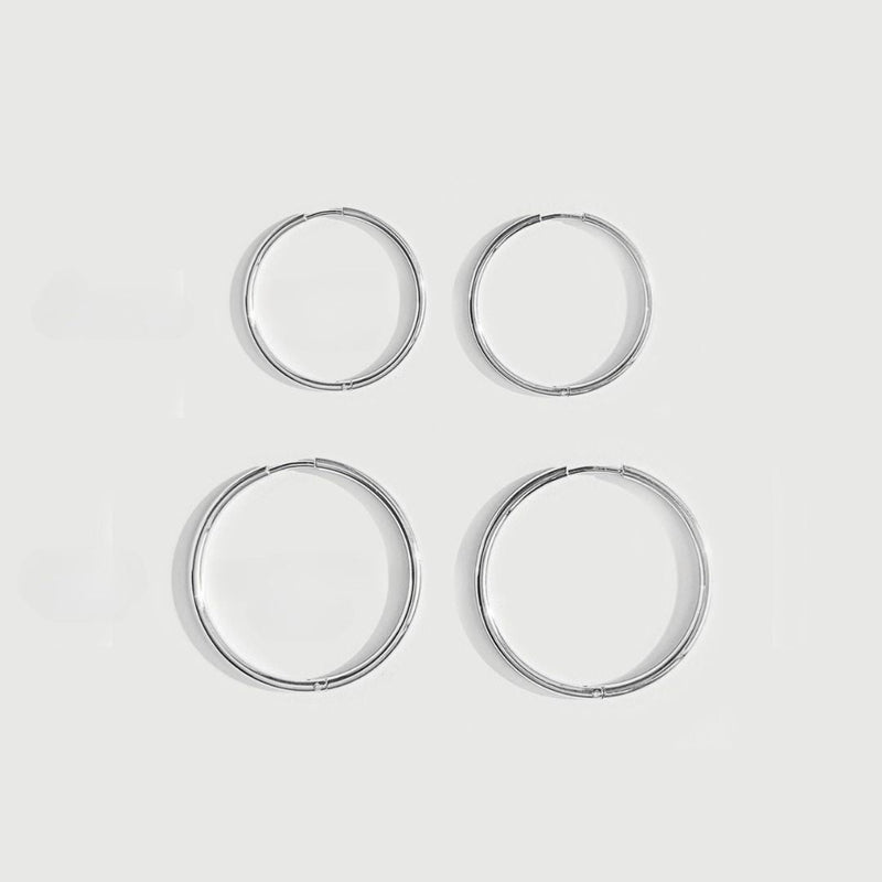Stylish Thin Hoop Earrings - Lira-M-Silver-State of Style