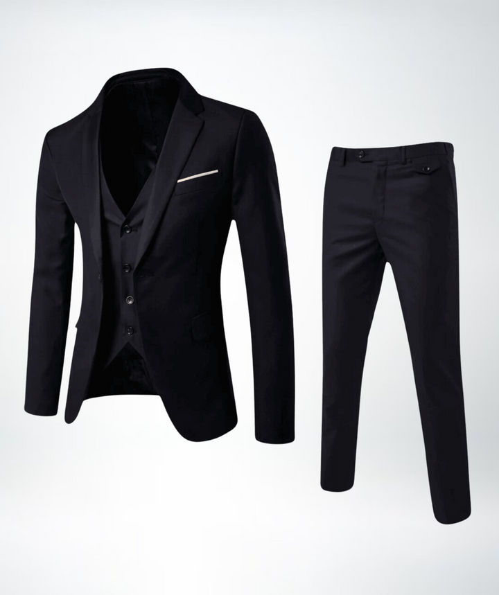 Stylish Three-Piece Men's Suit - Lucas-Black-S-State of Style