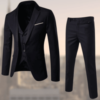 Stylish Three-Piece Men's Suit - Lucas-Black-S-State of Style