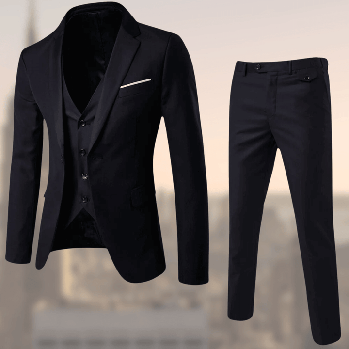 Stylish Three-Piece Men's Suit - Lucas-Black-S-State of Style