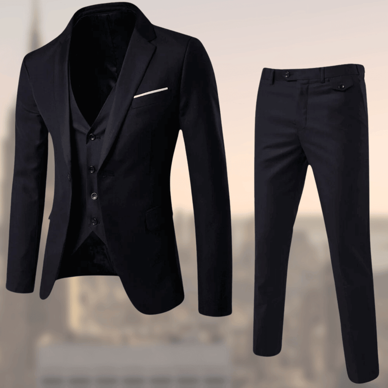 Stylish Three-Piece Men's Suit - Lucas-Black-S-State of Style