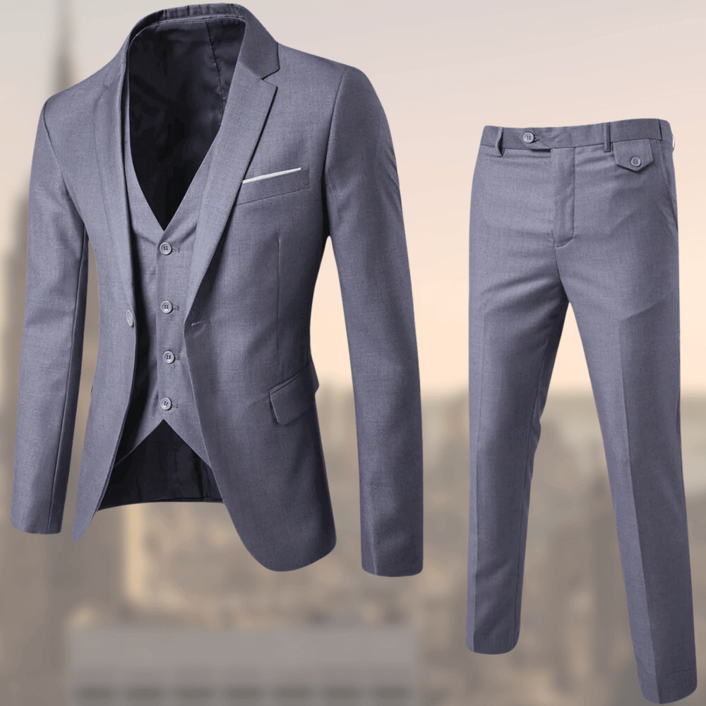 Stylish Three-Piece Men's Suit - Lucas-Grey-S-State of Style