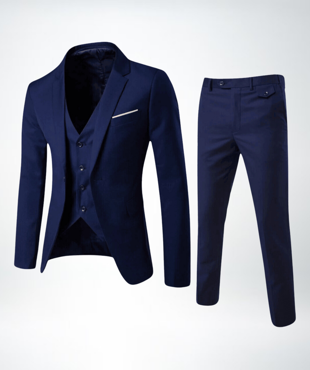 Stylish Three-Piece Men's Suit - Lucas-Navy Blue-S-State of Style