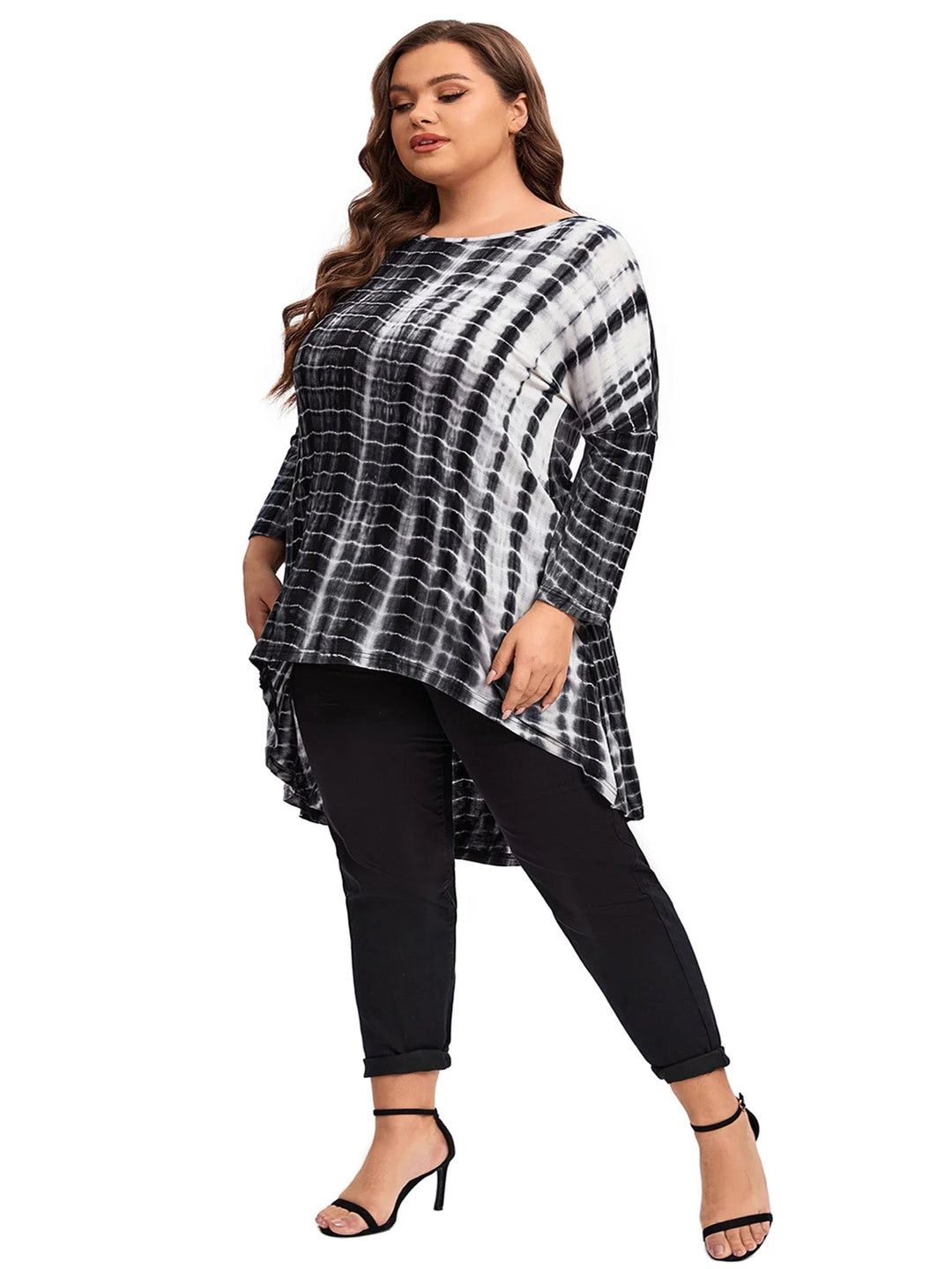 Stylish Tie-Dye Long Sleeve Top in Plus Size for Spring & Autumn-State of Style