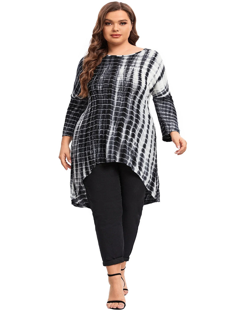 Stylish Tie-Dye Long Sleeve Top in Plus Size for Spring & Autumn-State of Style