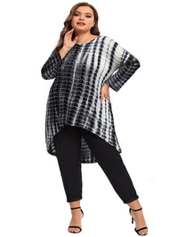 Stylish Tie-Dye Long Sleeve Top in Plus Size for Spring & Autumn-State of Style