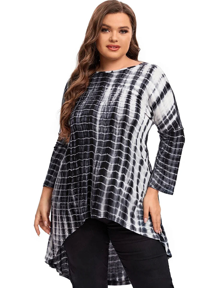 Stylish Tie-Dye Long Sleeve Top in Plus Size for Spring & Autumn-State of Style