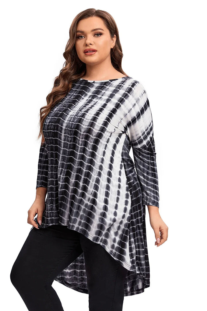 Stylish Tie-Dye Long Sleeve Top in Plus Size for Spring & Autumn-State of Style