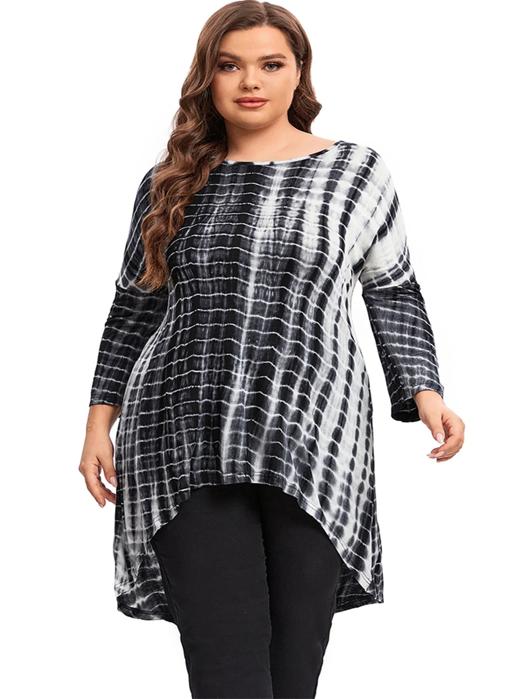 Stylish Tie-Dye Long Sleeve Top in Plus Size for Spring & Autumn-State of Style