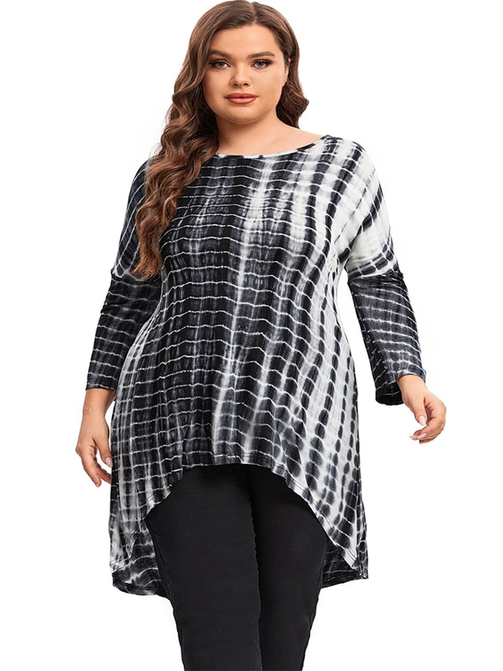 Stylish Tie-Dye Long Sleeve Top in Plus Size for Spring & Autumn-State of Style