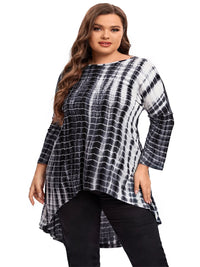 Stylish Tie-Dye Long Sleeve Top in Plus Size for Spring & Autumn-State of Style