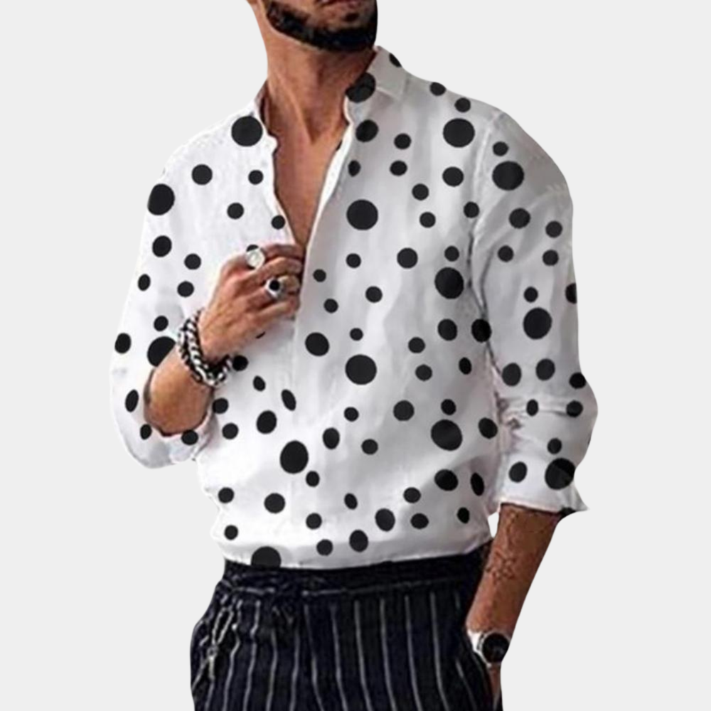 Stylish & Trendy Men's Shirt - Polka Dot Design-White-M-State of Style
