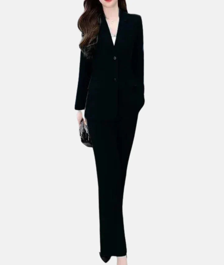 Stylish Trouser Suit with Tailored Blazer - Isabella-Black-S-State of Style