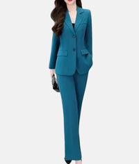 Stylish Trouser Suit with Tailored Blazer - Isabella-Blue-S-State of Style