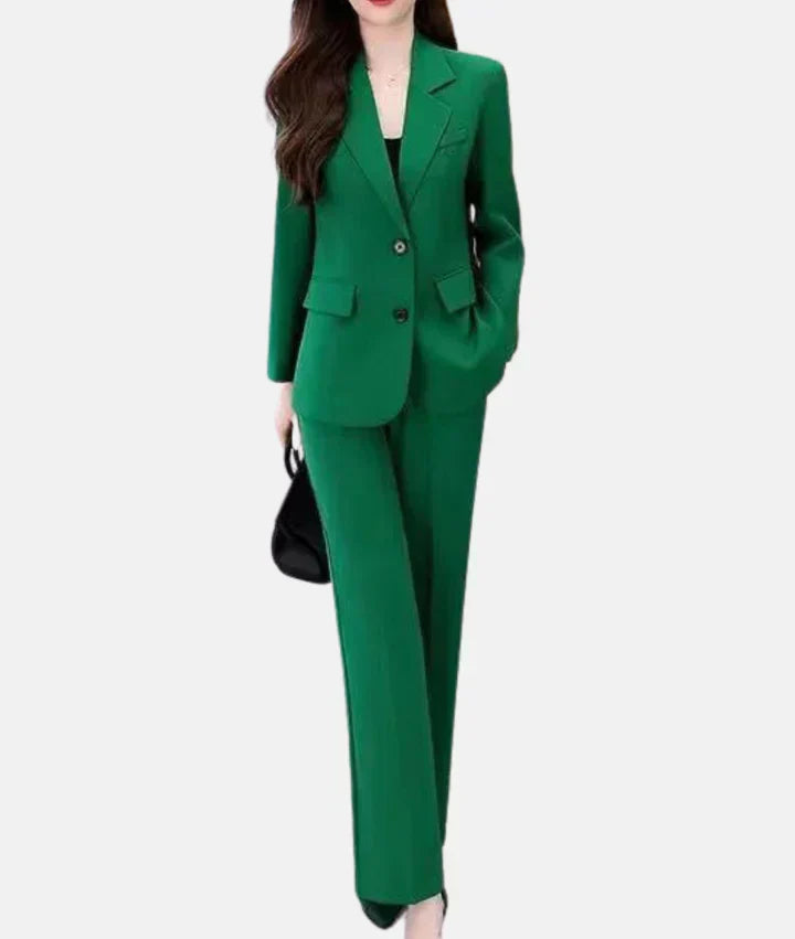 Stylish Trouser Suit with Tailored Blazer - Isabella-Green-S-State of Style