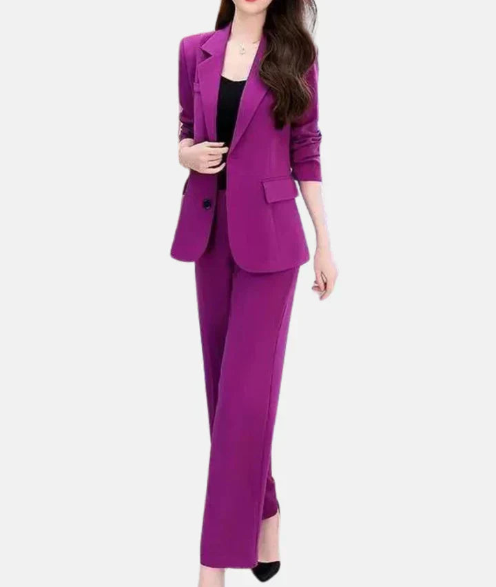 Stylish Trouser Suit with Tailored Blazer - Isabella-Purple-S-State of Style
