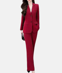Stylish Trouser Suit with Tailored Blazer - Isabella-Red-S-State of Style