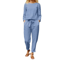 Stylish Two-Piece Suit | Top And Pants Set-Blue-S-State of Style