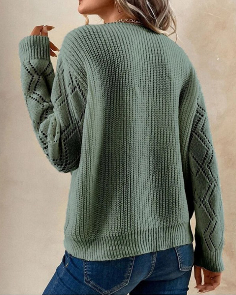 Stylish V-Neck Sweater - Selena-Green-S-State of Style