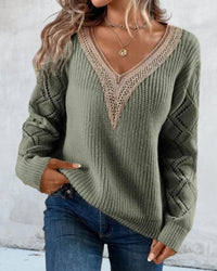 Stylish V-Neck Sweater - Selena-Green-S-State of Style