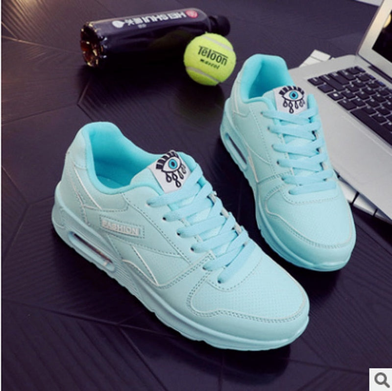 Stylish Vegan Leather Women’s Sneakers - Valencia-Light Blue-5-State of Style