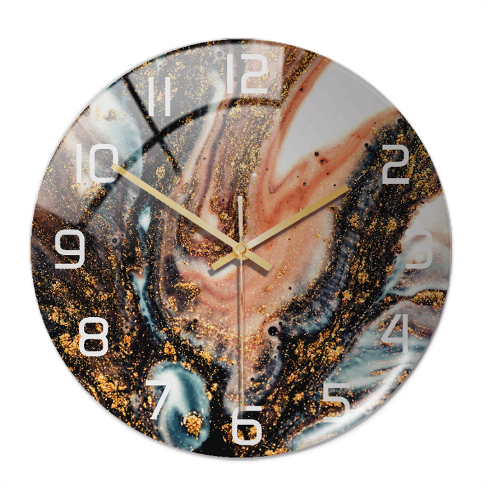 Stylish Wall Clock with Marble Texture - MarbleTime-Black Copper Blue-State of Style