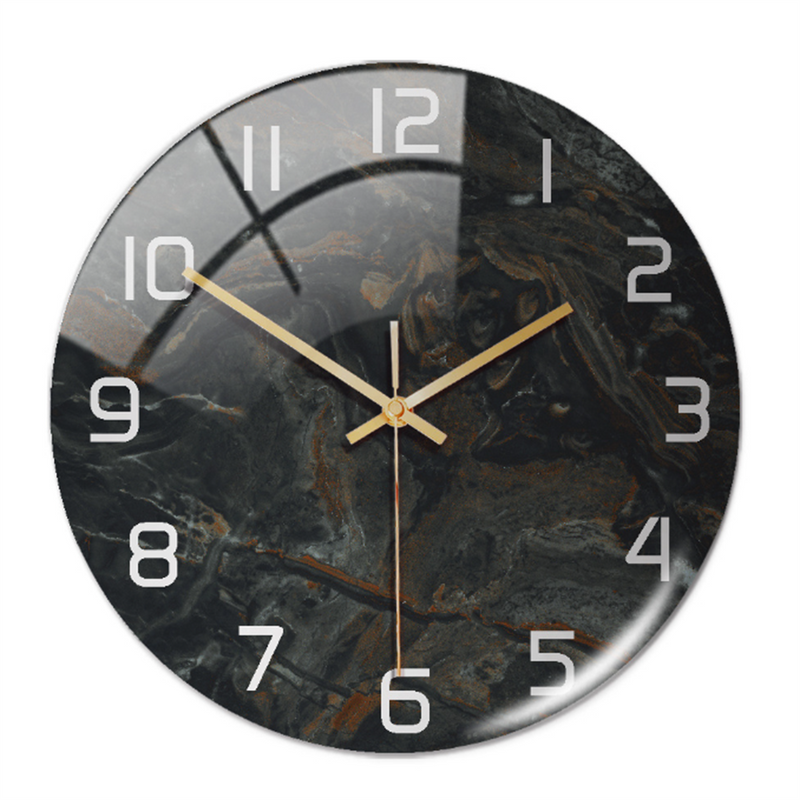 Stylish Wall Clock with Marble Texture - MarbleTime-Black-State of Style