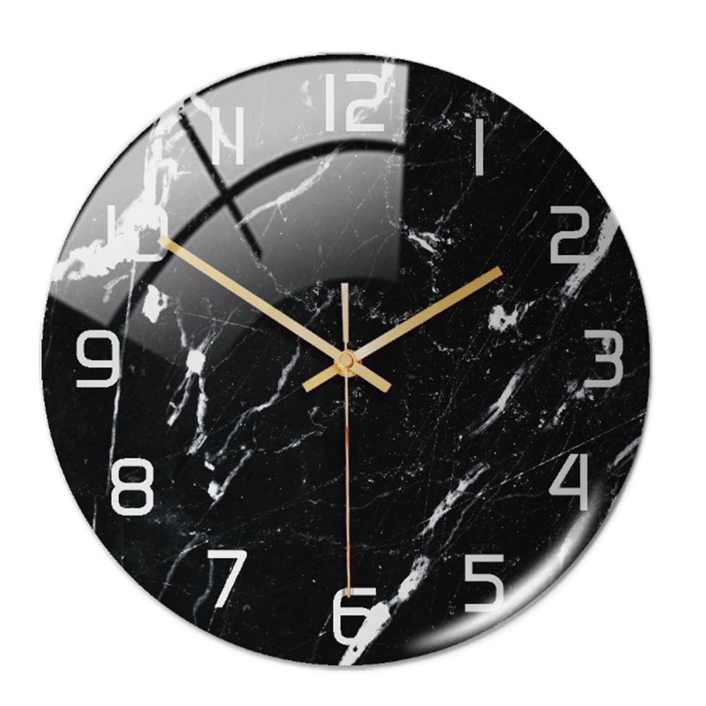 Stylish Wall Clock with Marble Texture - MarbleTime-Black White-State of Style