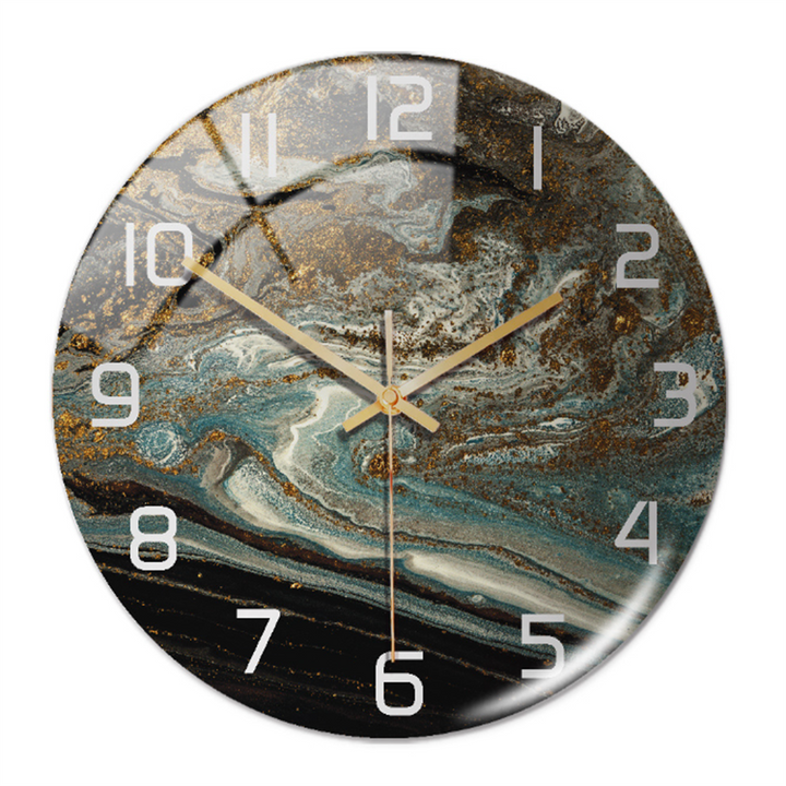 Stylish Wall Clock with Marble Texture - MarbleTime-Copper Blue-State of Style